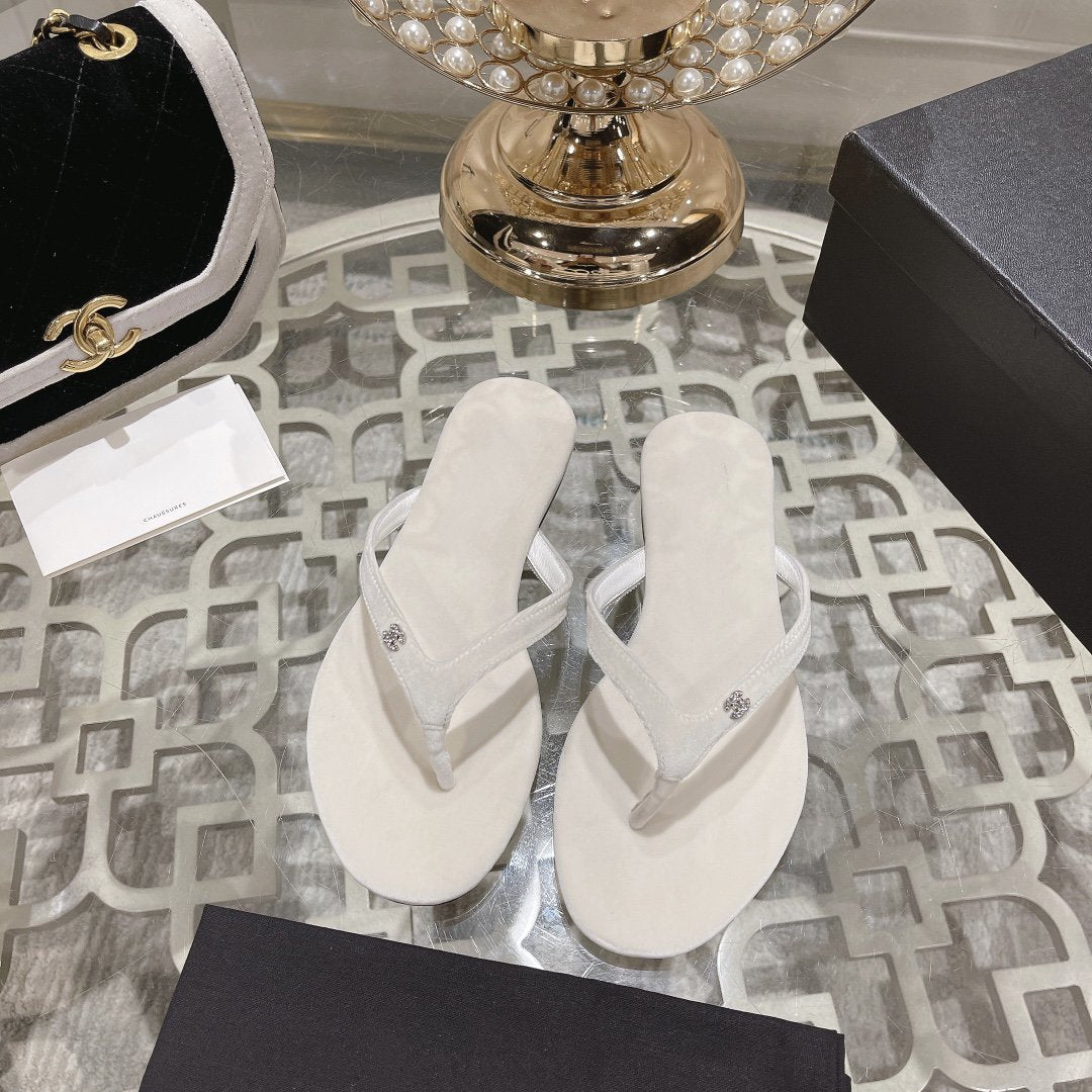 cc thongs sandal white velvet