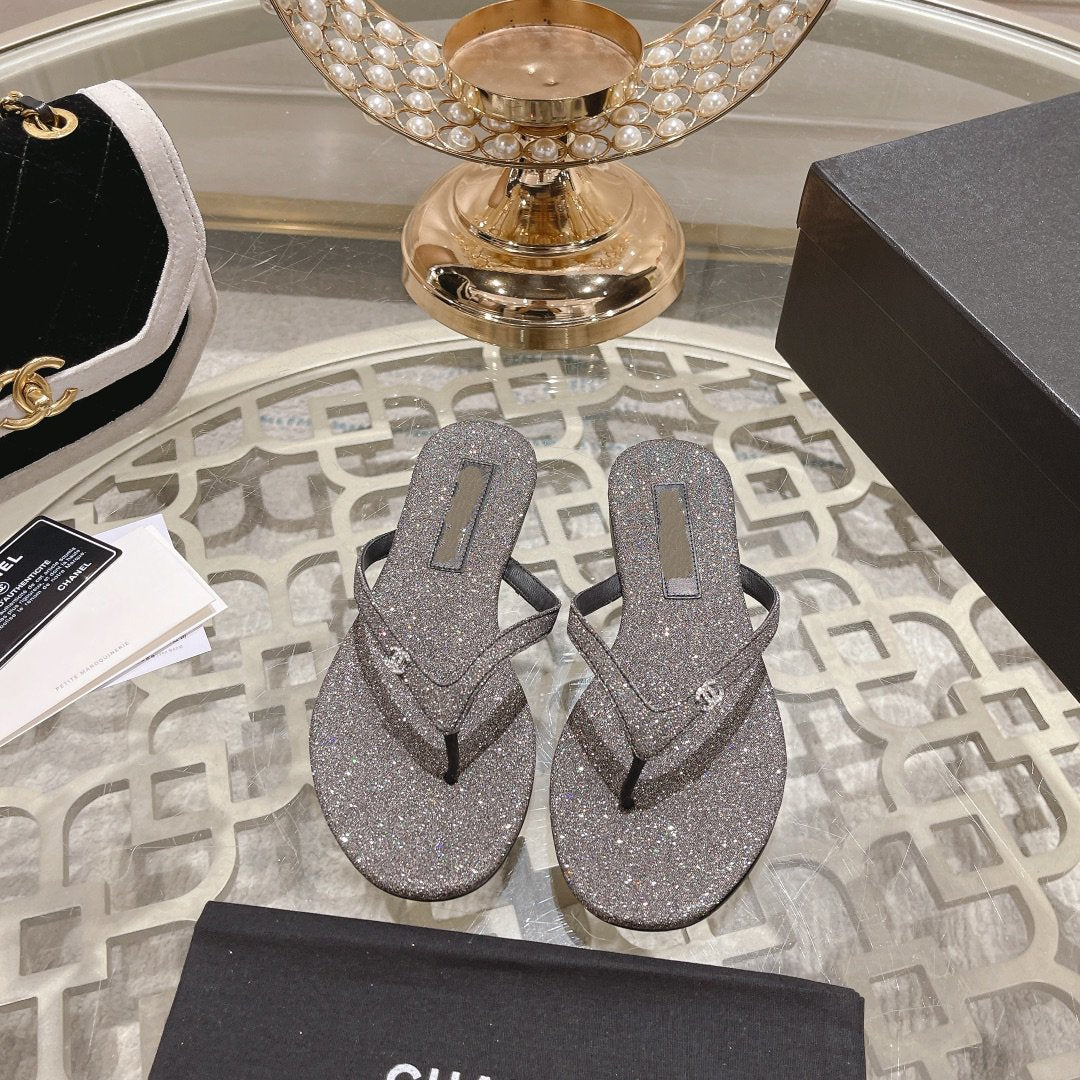 cc thongs grey silver cotton silk