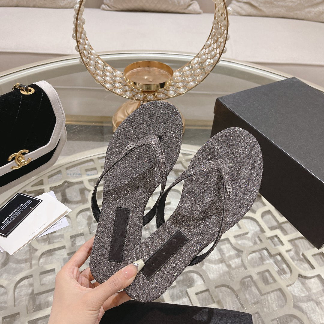 cc thongs grey silver cotton silk