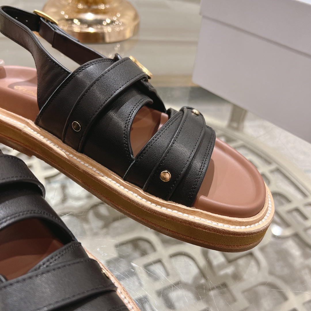 TIPPI TRIOMPHE SANDAL IN BLACK CALFSKIN