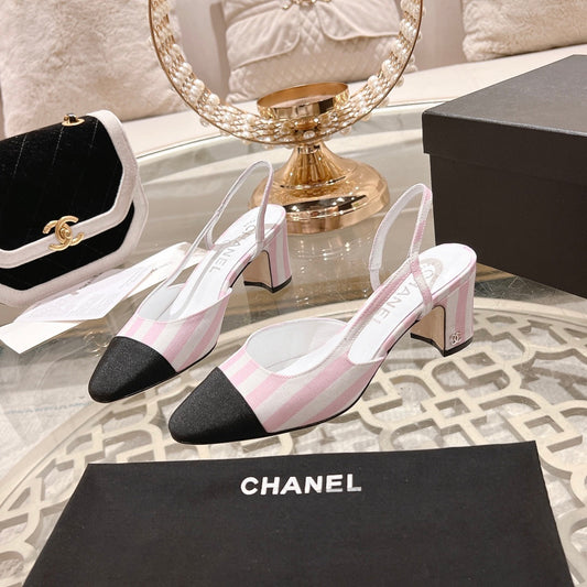 CC HIGH SLINGBACK IN WHITE MIX LIGHT PINK FABRIC