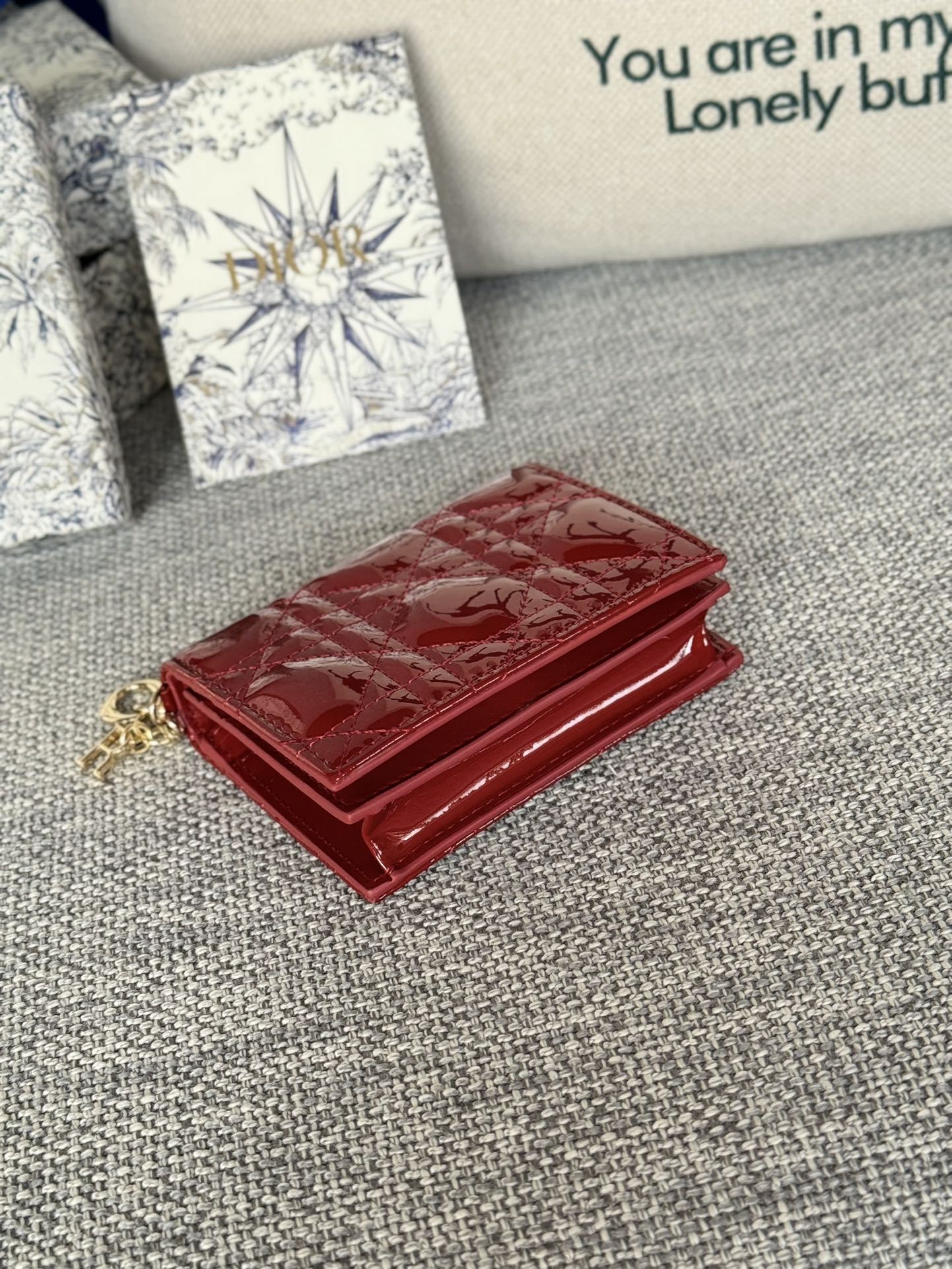 CD Caro 11cm Compact Wallet Shiny Red Calfskin