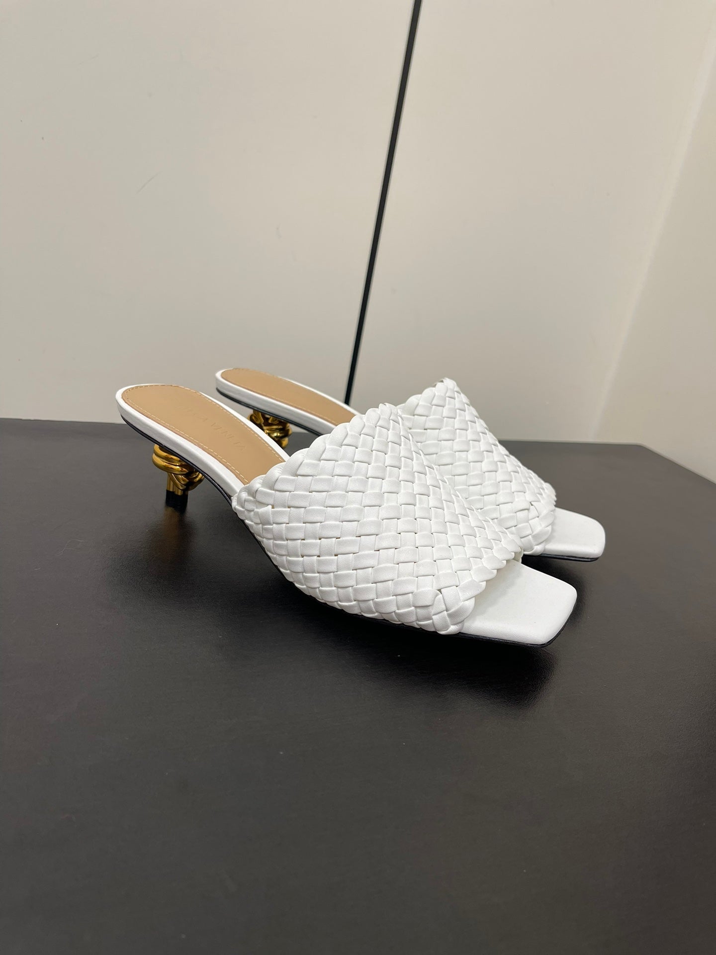 knot mule 55 white lambskin