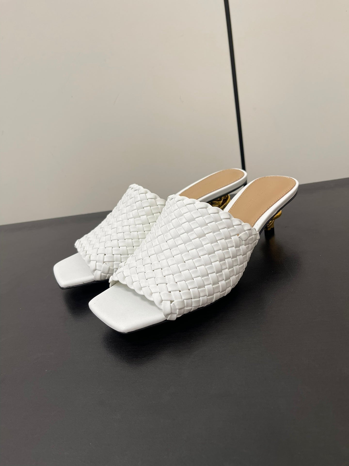 knot mule 55 white lambskin