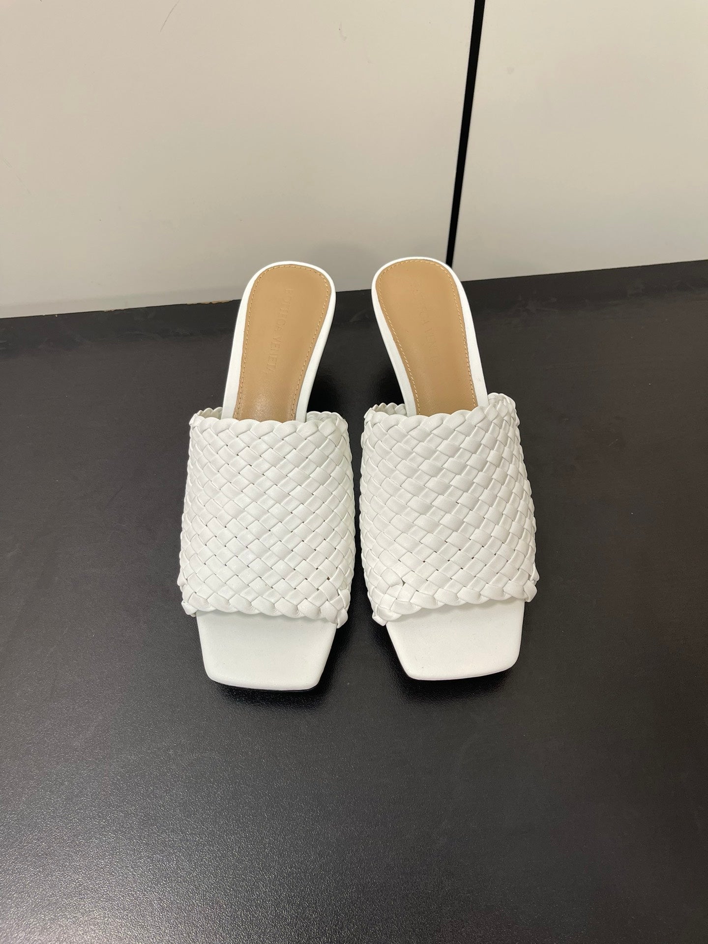 knot mule 55 white lambskin