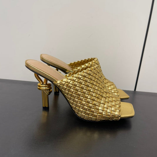 knot mule 95 gold metalic lambskin