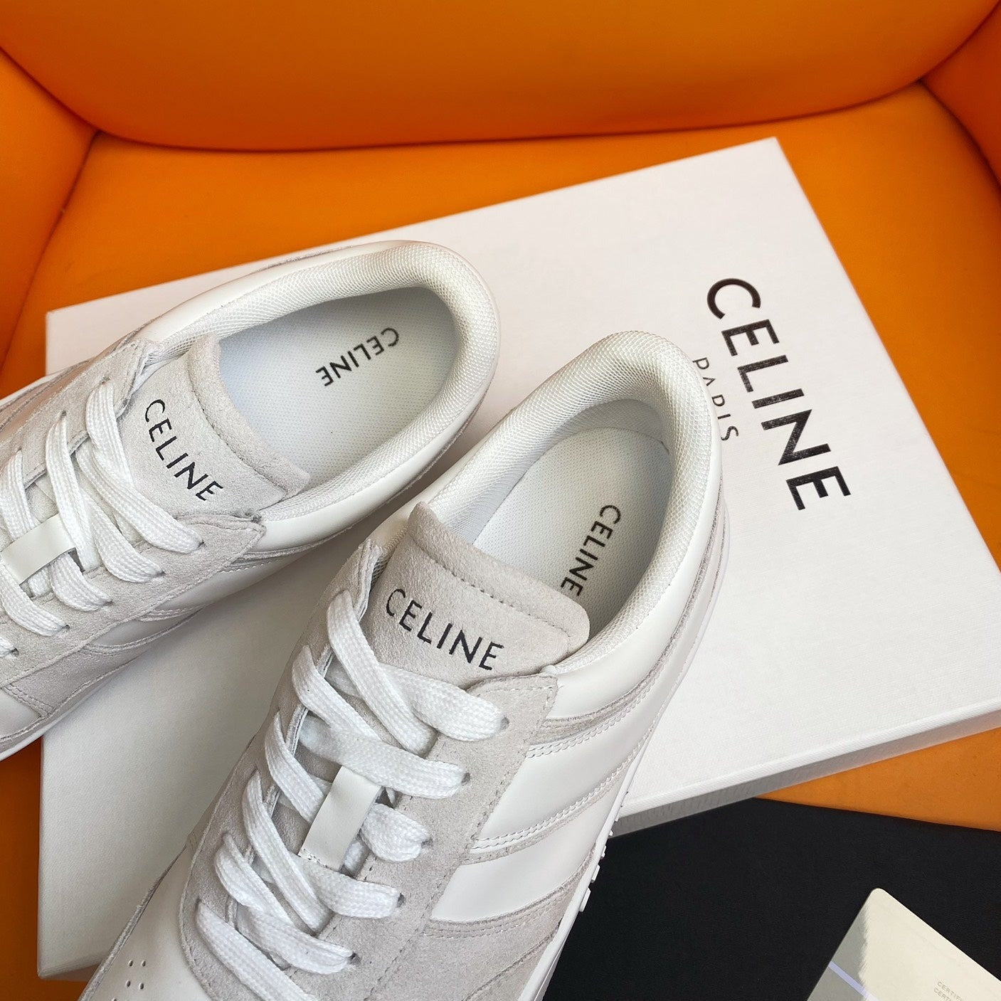 TRAINER LOW LACE-UP SNEAKER IN CALFSKIN OPTIC WHITE PEARL GRAY