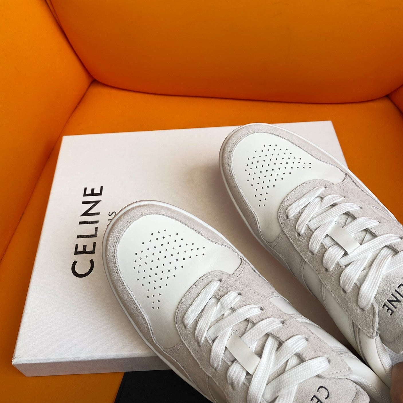 TRAINER LOW LACE-UP SNEAKER IN CALFSKIN OPTIC WHITE PEARL GRAY