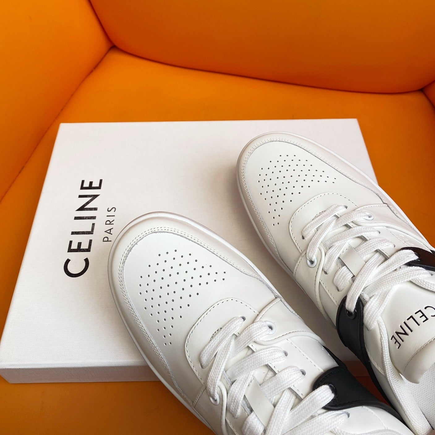 TRAINER LOW LACE-UP SNEAKER IN CALFSKIN OPTIC WHITE BLACK