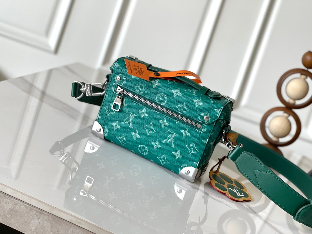 SOUL TRUNK 19 IN GREEN MONOGRAM HERITAGE CANVAS SILVER HARDWARE