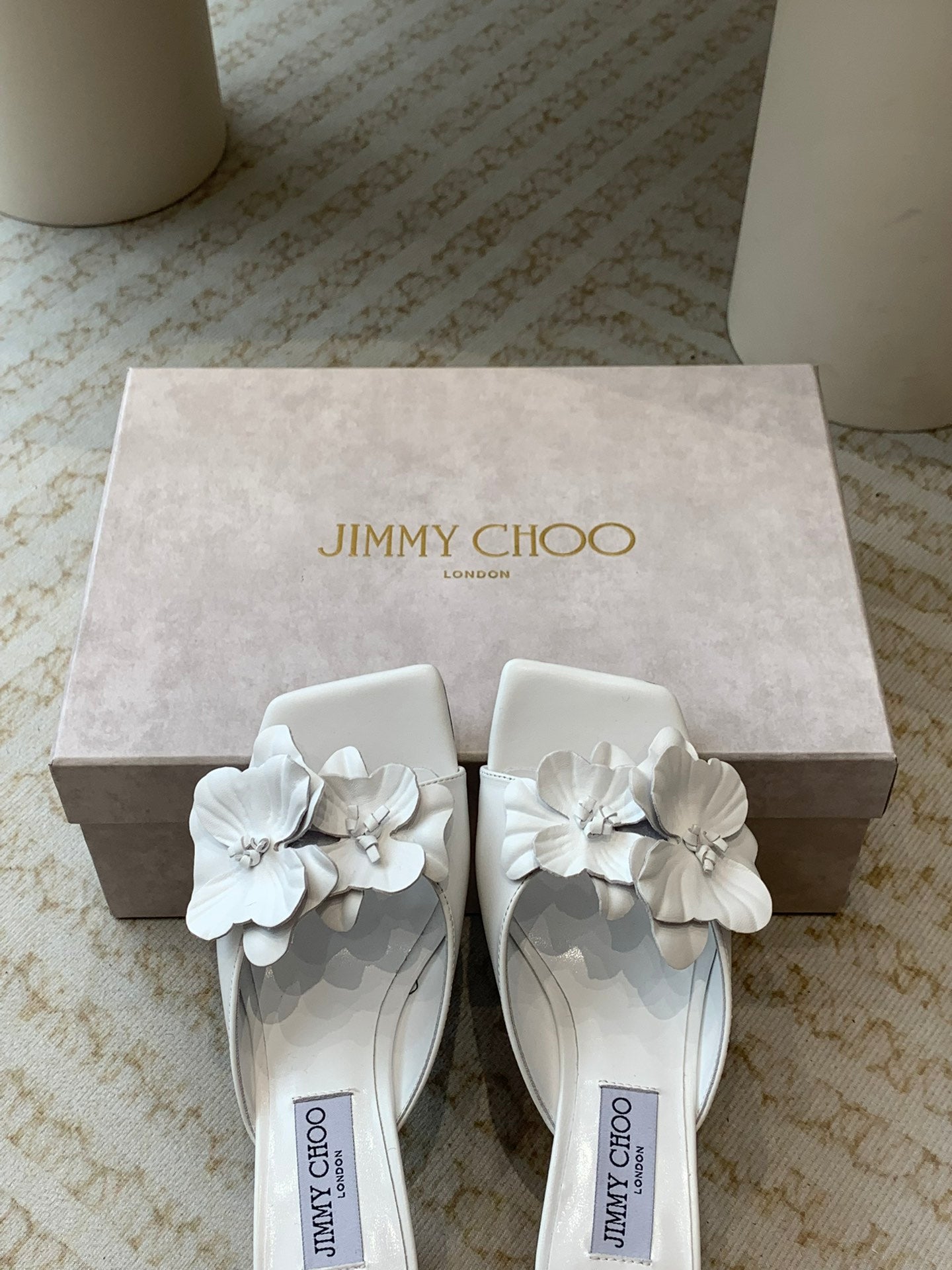 Jimmy Skye 70mm In White Cowhide Mules 586564