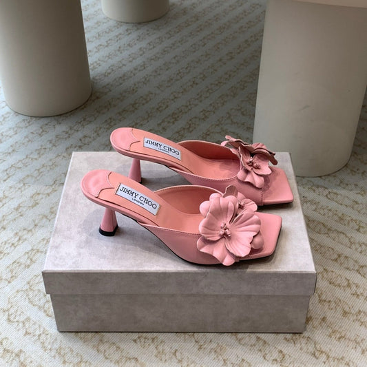 Jimmy Skye 70mm In Pastel Pink Cowhide Mules 586567