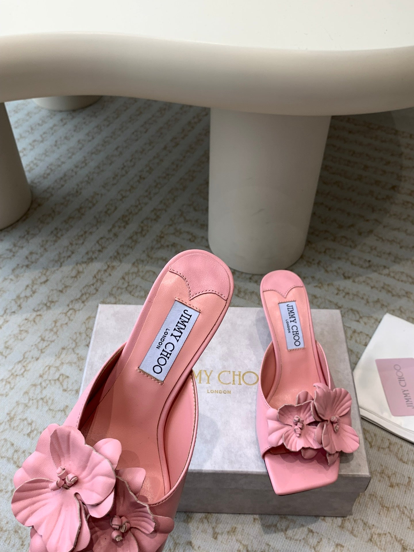 Jimmy Skye 70mm In Pastel Pink Cowhide Mules 586567