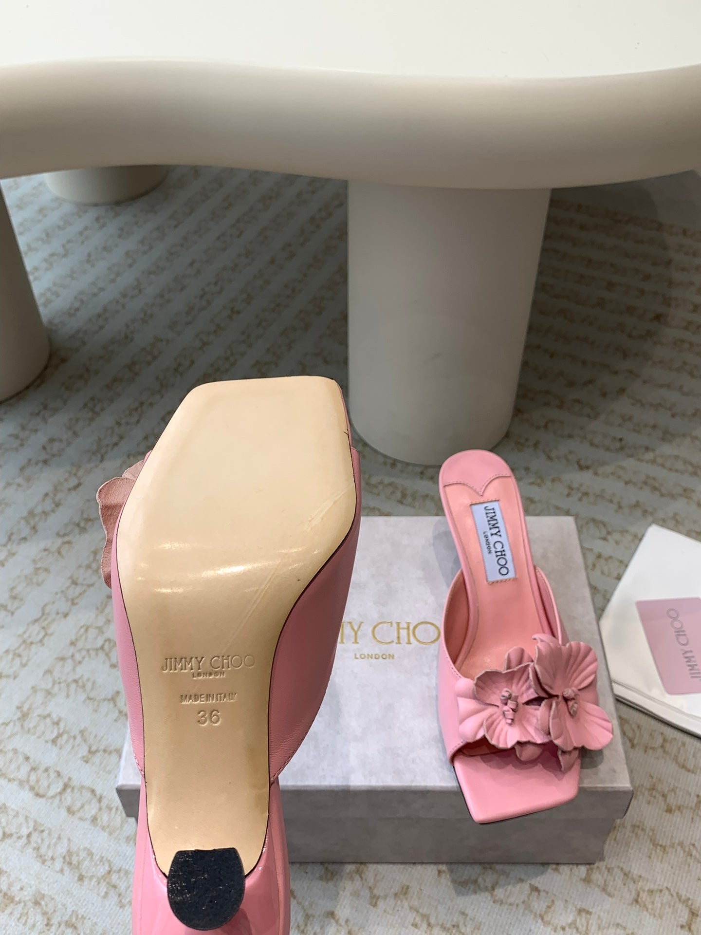 Jimmy Skye 70mm In Pastel Pink Cowhide Mules 586567