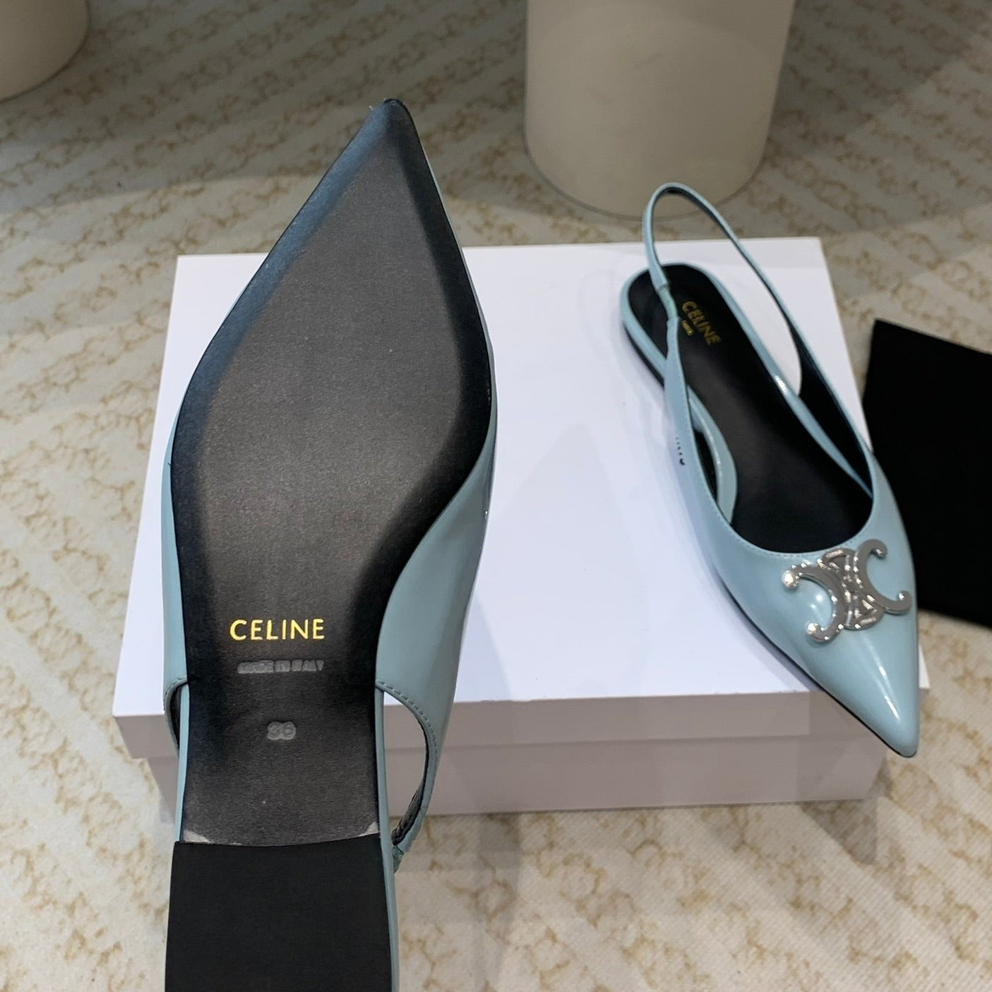 ALMA TRIOMPHE SLINGBACK IN LAMBSKIN ICEBERGBLUE