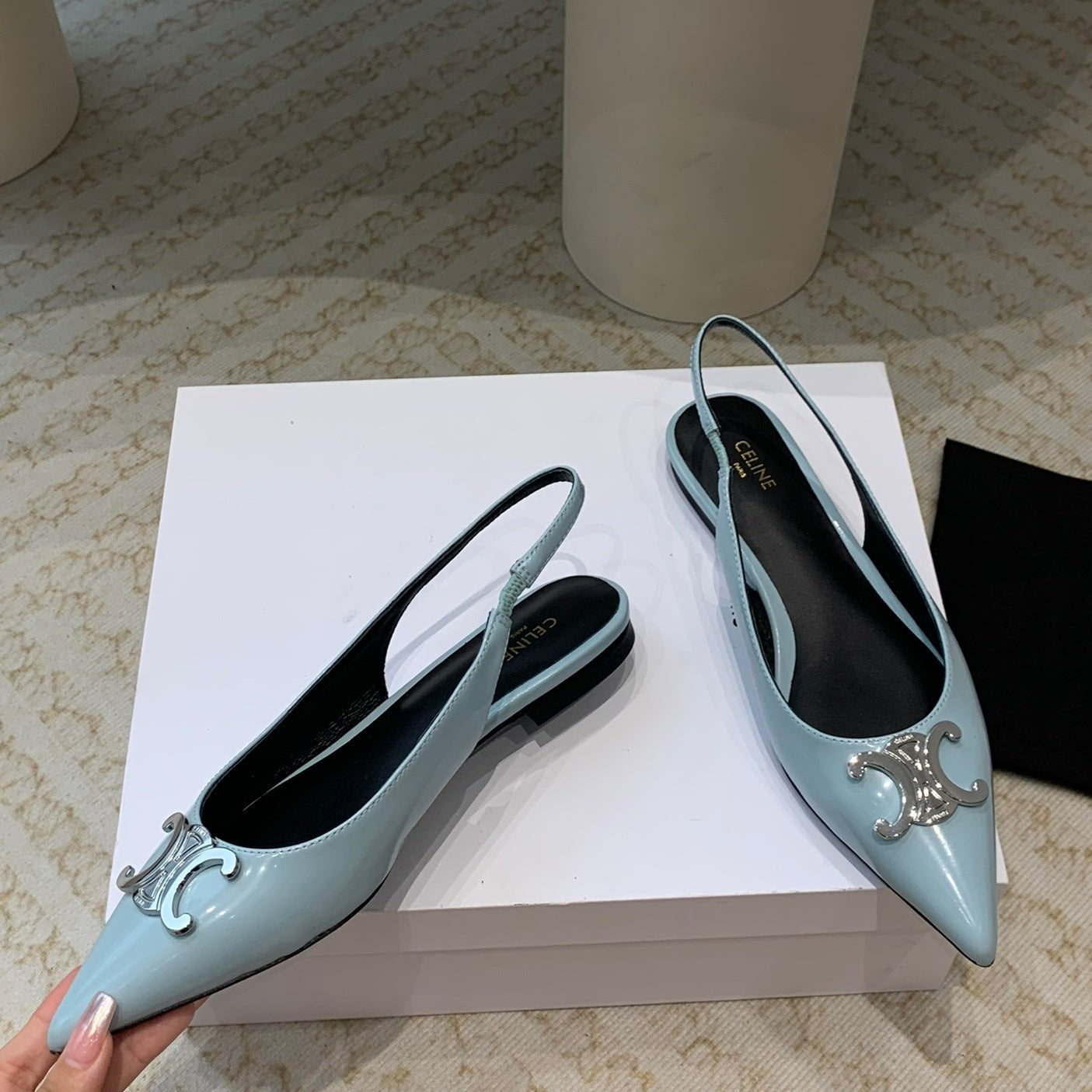 ALMA TRIOMPHE SLINGBACK IN LAMBSKIN ICEBERGBLUE