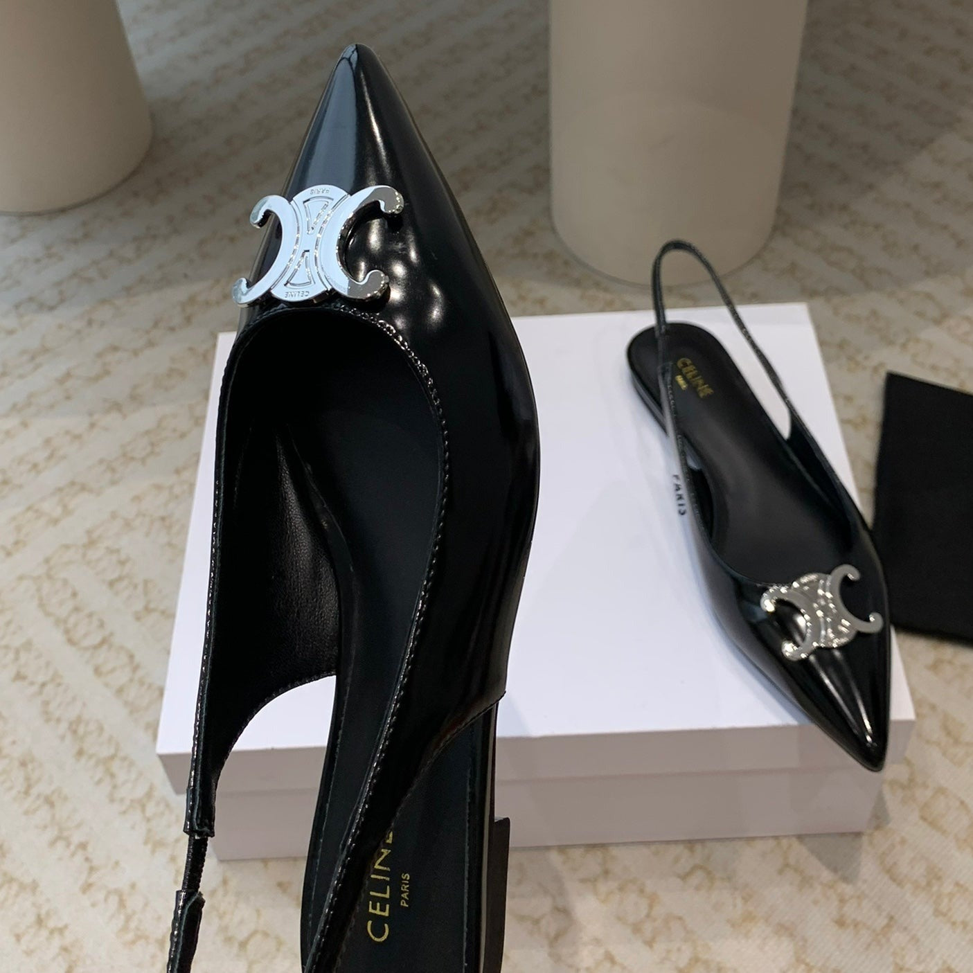 ALMA TRIOMPHE SLINGBACK IN GROS-GRAIN GLOSSY BLACK