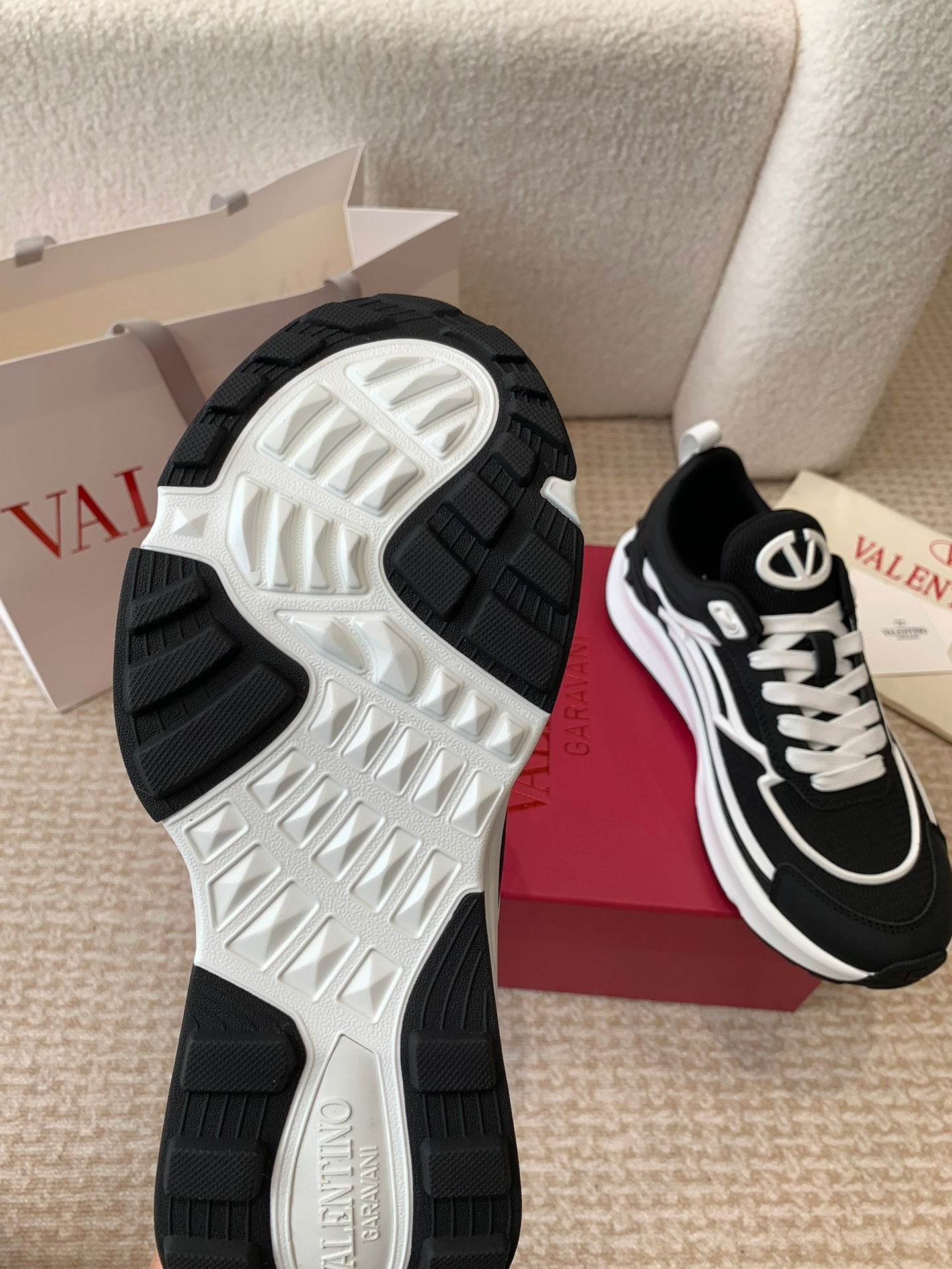 VL Sneaker 50mm In Black Mix White Mesh Fabric And Molded Foam 828154