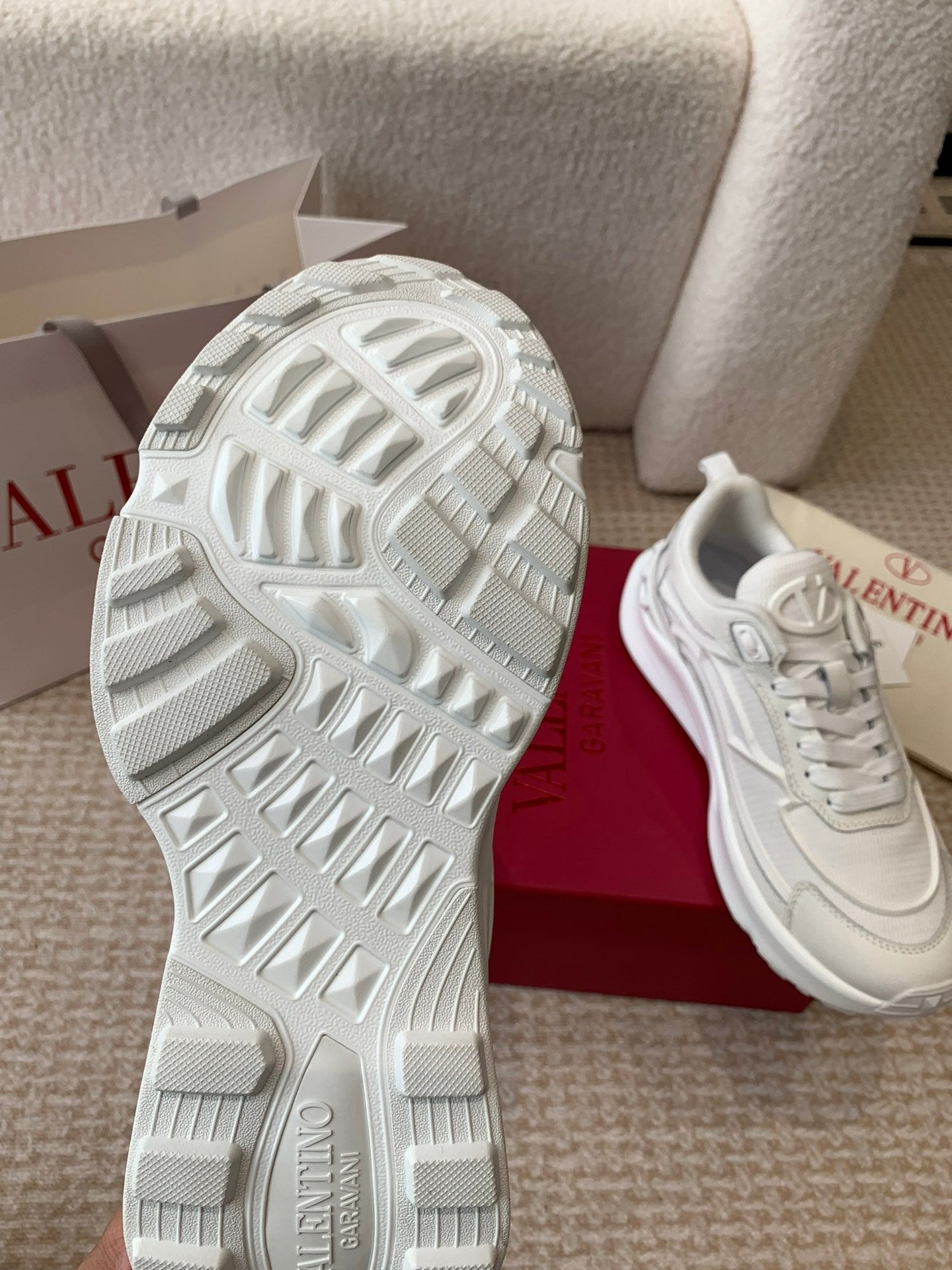 VL Sneaker 50mm In White Mesh Fabric And Molded Foam 828155