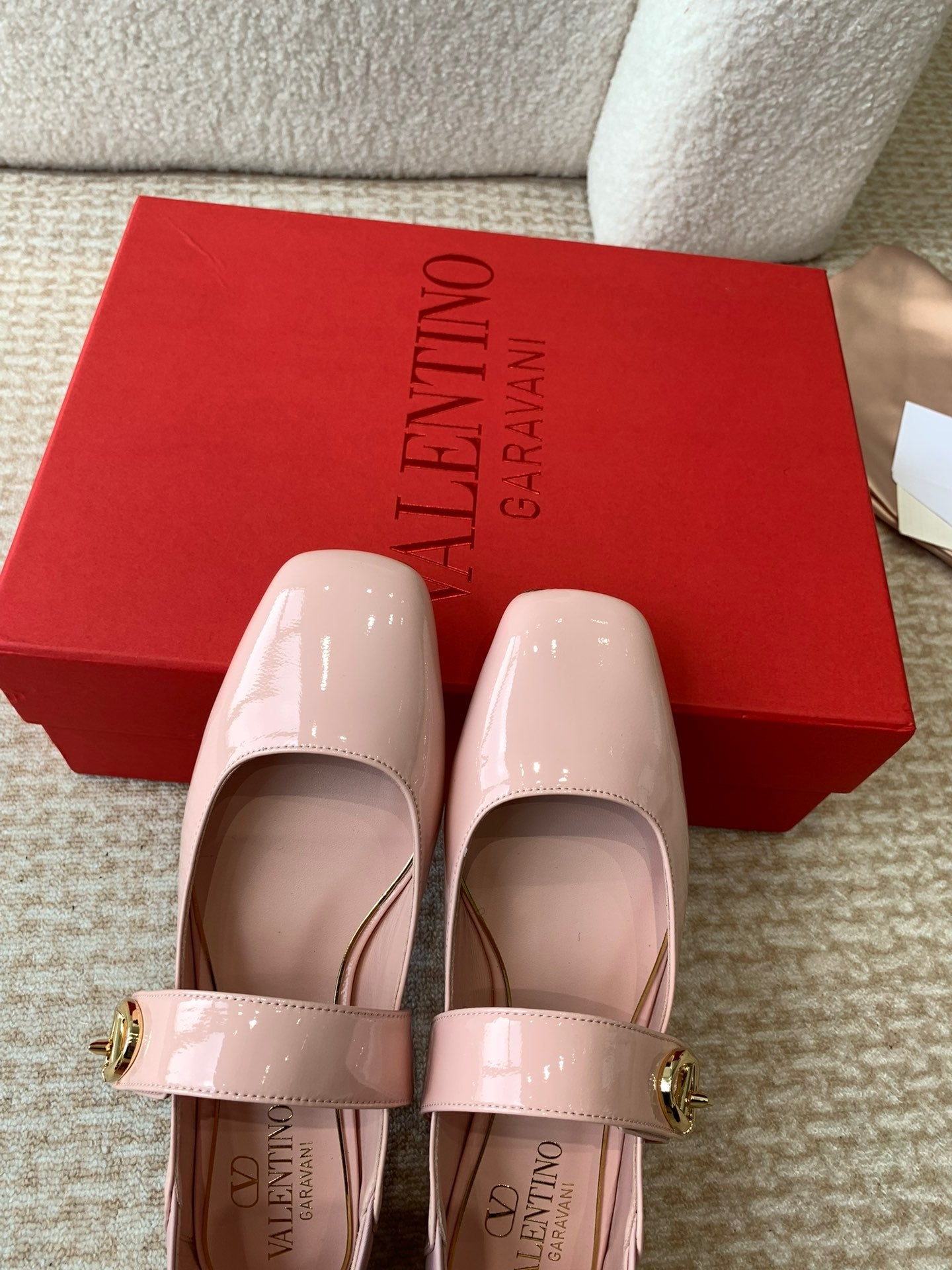 VLOGO LOCKER MARY-JANE BALLERINA IN LIGHT PINK CALFSKIN