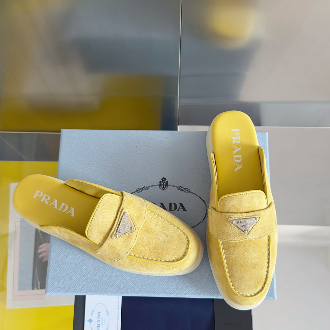 Pra Yellow Suede Leather Mule 25mm Rubber Sole