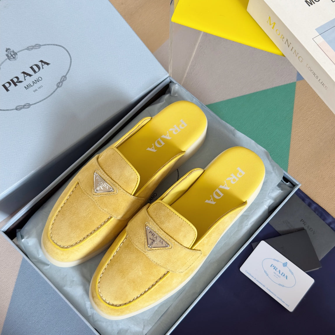 Pra Yellow Suede Leather Mule 25mm Rubber Sole