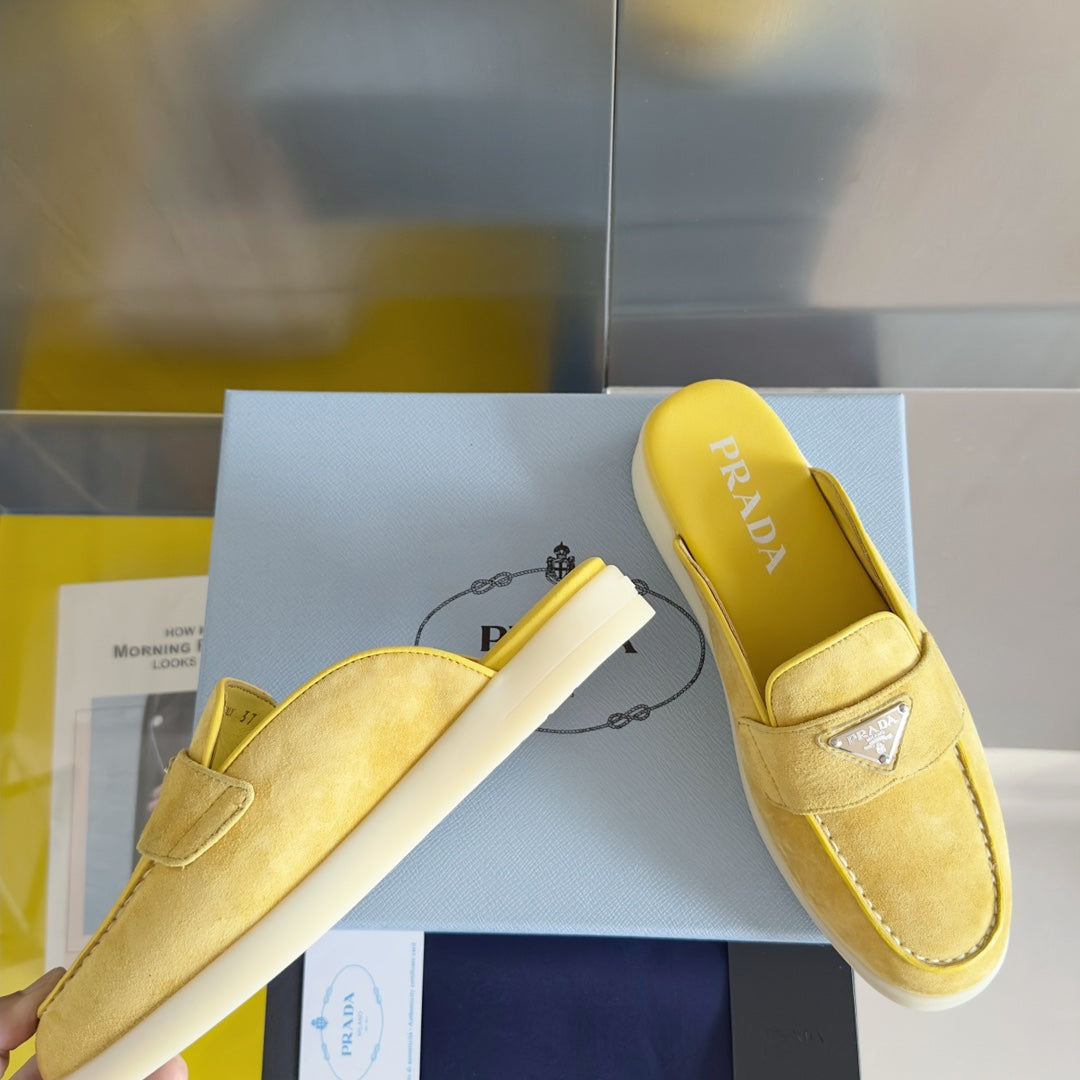 Pra Yellow Suede Leather Mule 25mm Rubber Sole