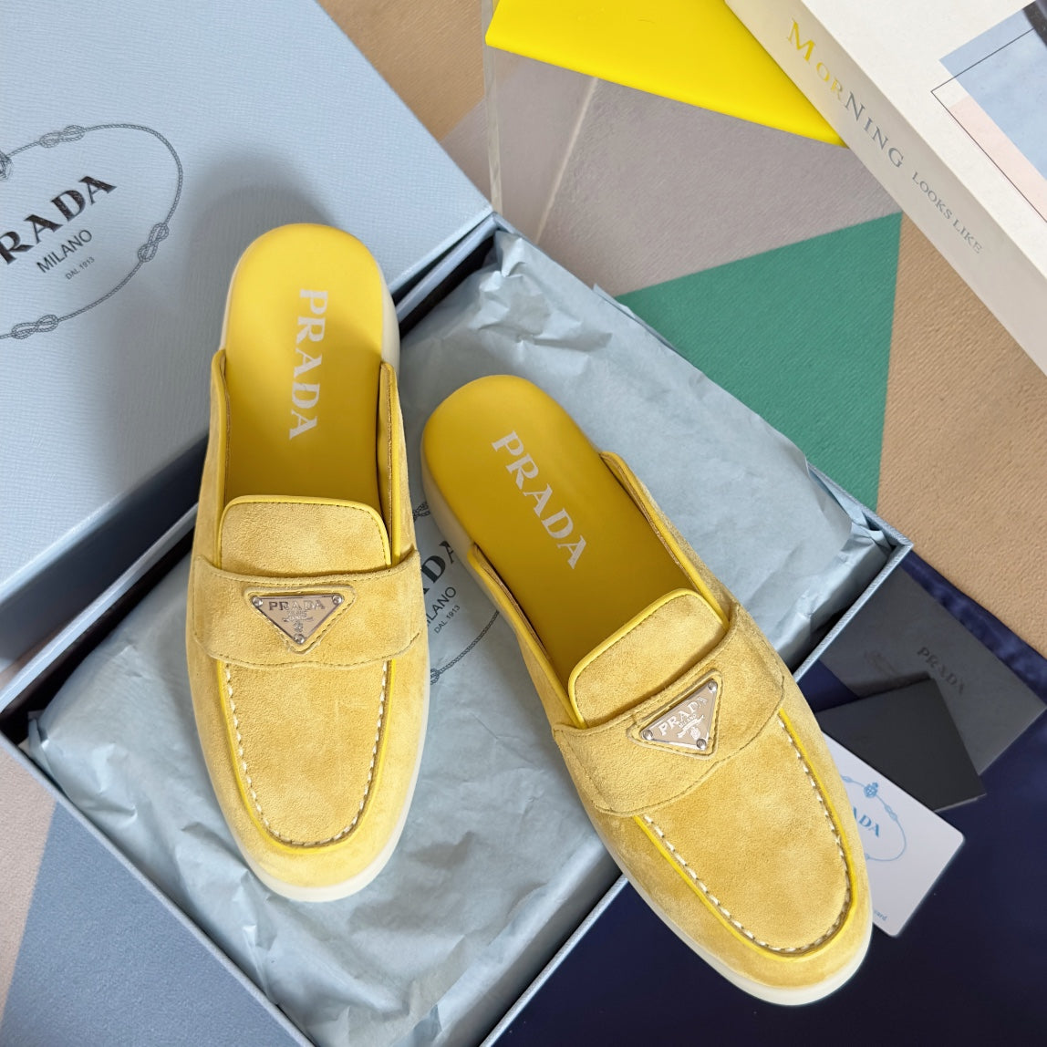 Pra Yellow Suede Leather Mule 25mm Rubber Sole