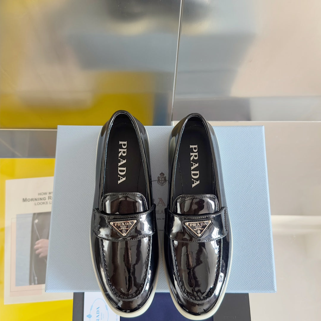 Pra Black Patent Leather Loafers 25mm Rubber Sole