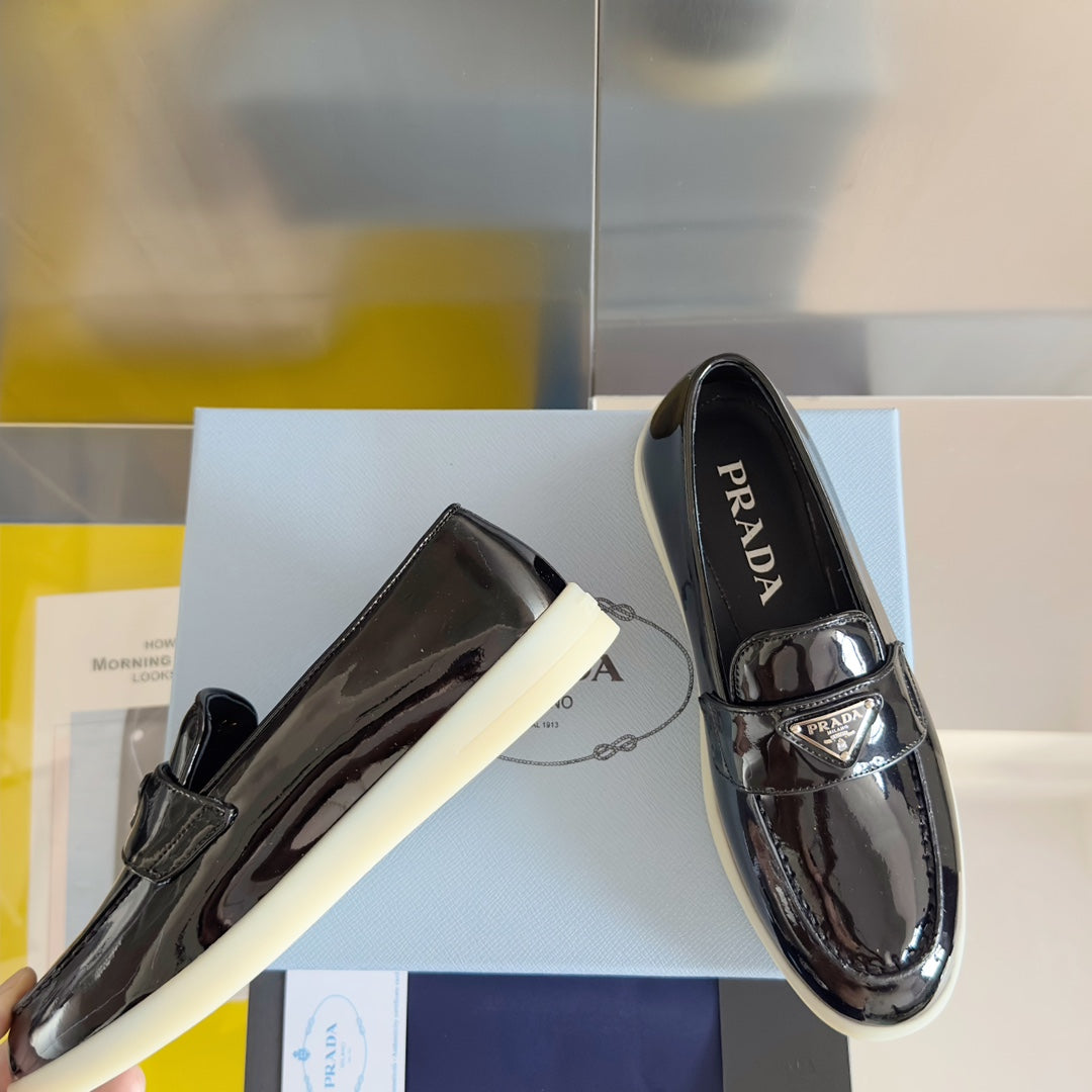 Pra Black Patent Leather Loafers 25mm Rubber Sole