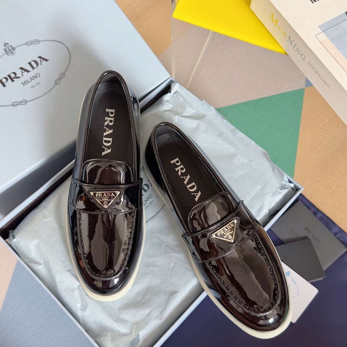 Pra Black Patent Leather Loafers 25mm Rubber Sole