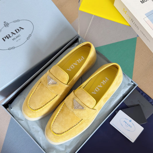 Pra Yellow Suede Leather Loafers 25mm Rubber Sole