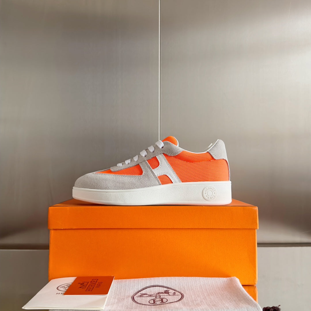 BOOMERANG SNEAKERS LIGHT GRAY MIX ORANGE SUEDE