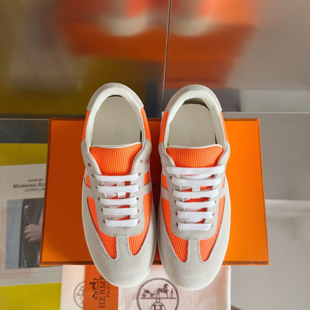 BOOMERANG SNEAKERS LIGHT GRAY MIX ORANGE SUEDE