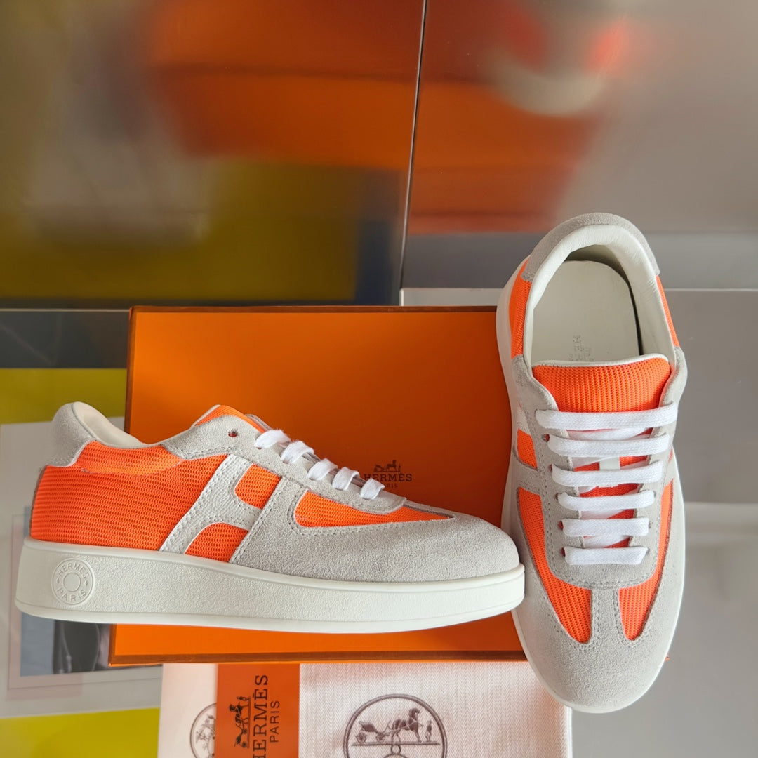 BOOMERANG SNEAKERS LIGHT GRAY MIX ORANGE SUEDE