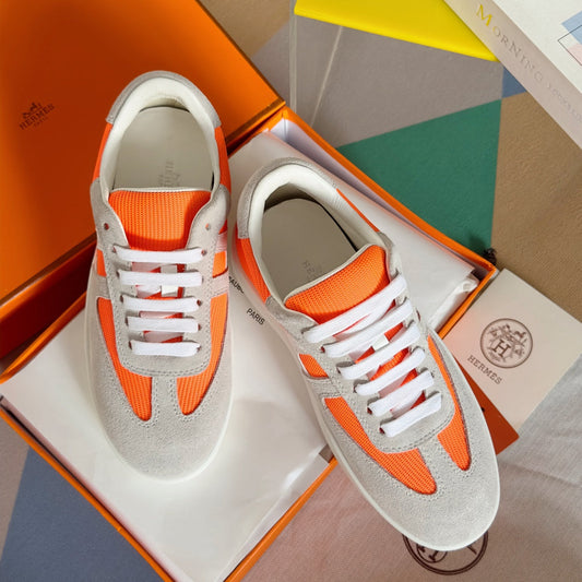 BOOMERANG SNEAKERS LIGHT GRAY MIX ORANGE SUEDE