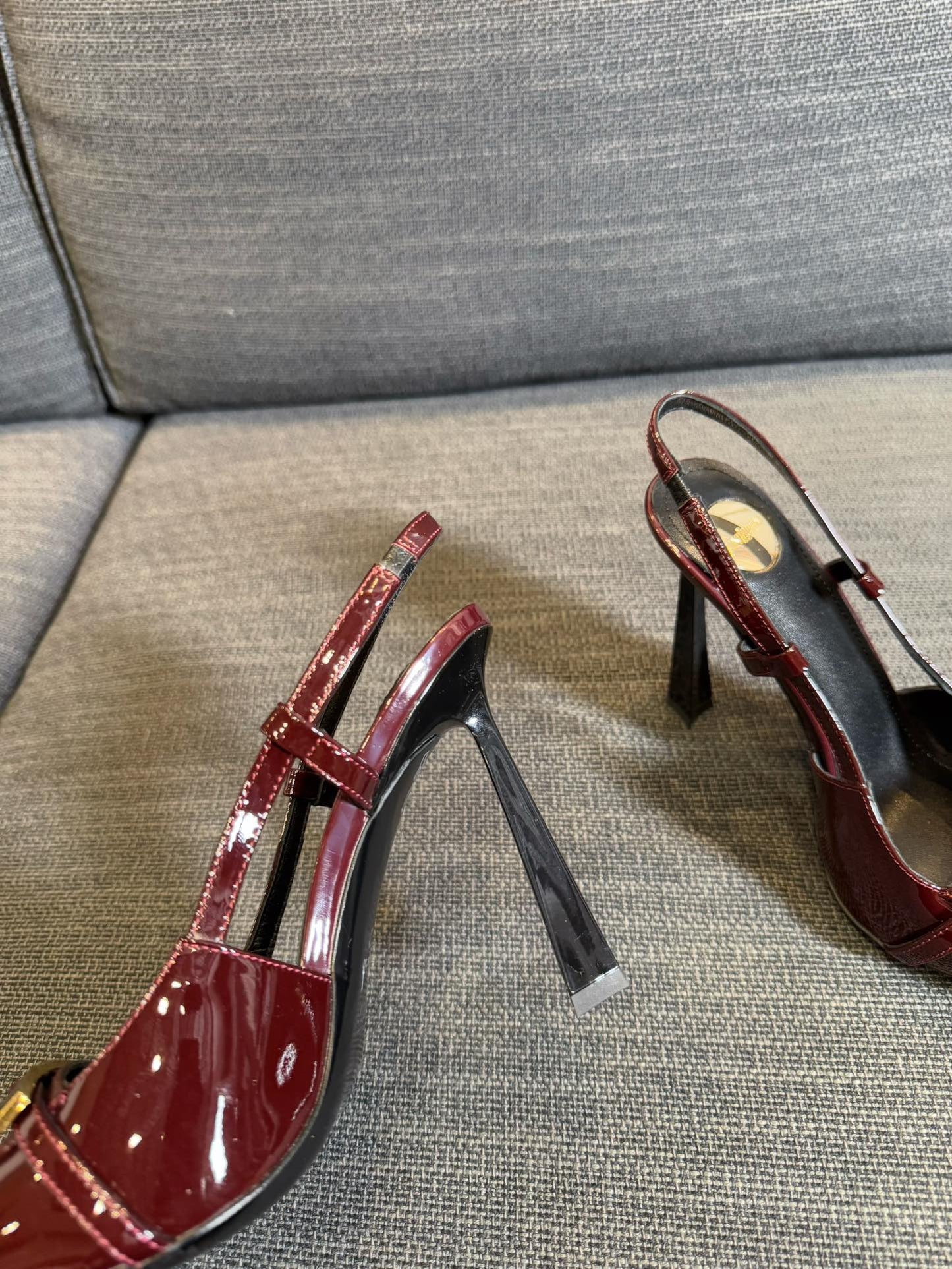 JACQUELINE SLINGBACK PUMPS IN WINE RED PATENT LAMBSKIN