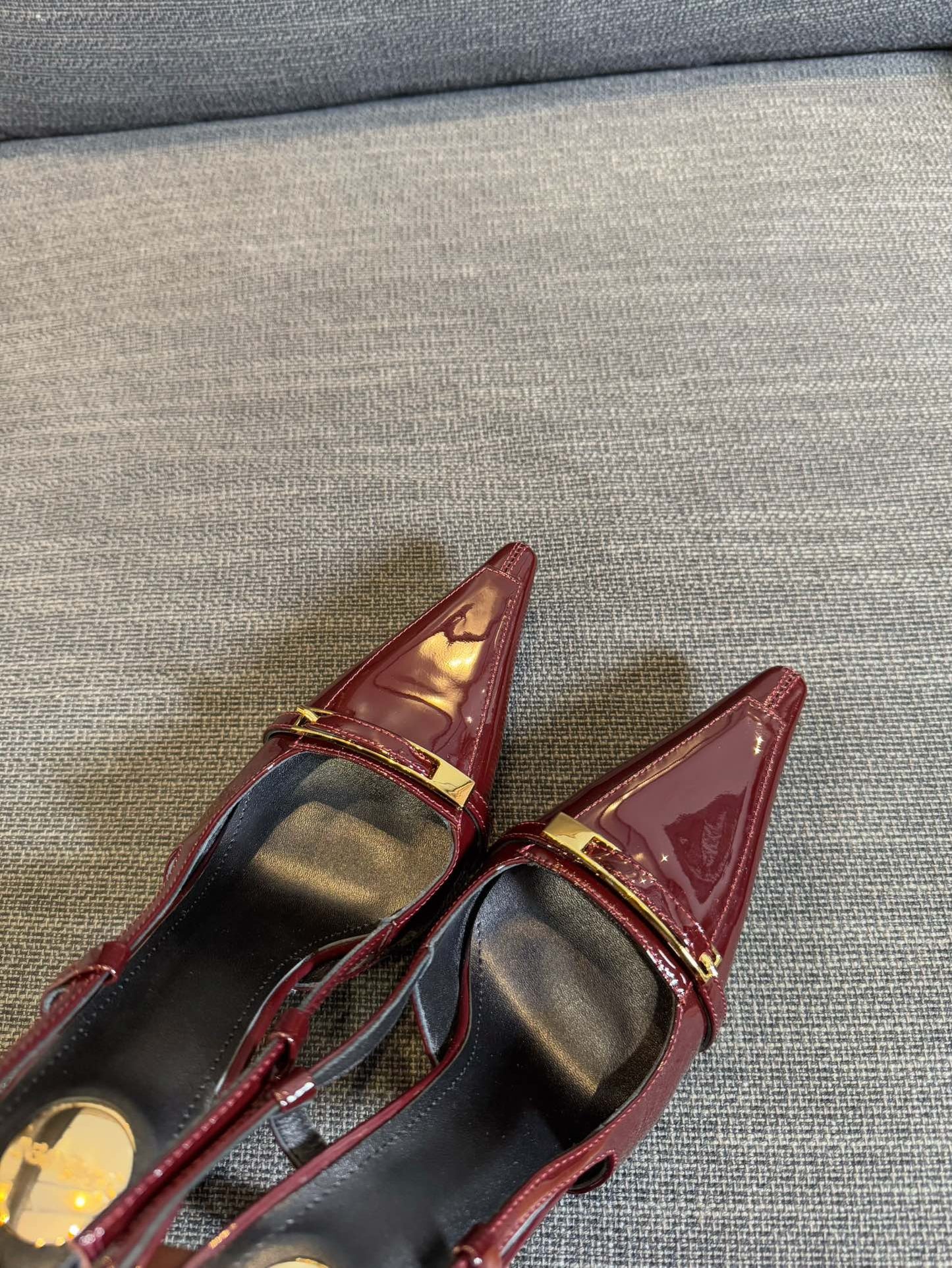 JACQUELINE SLINGBACK PUMPS IN WINE RED PATENT LAMBSKIN