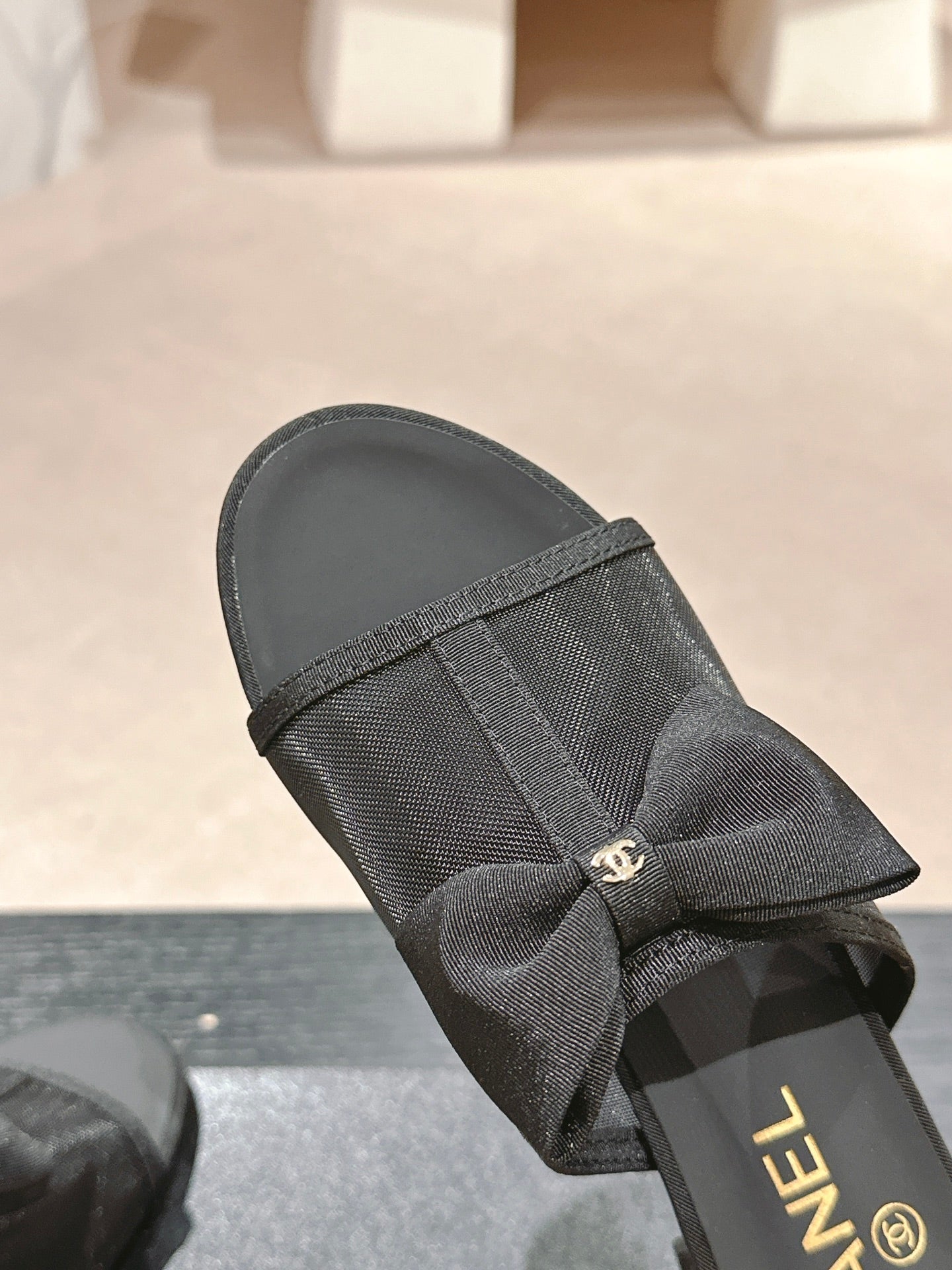 mule sandal 60 bowtie black fabric