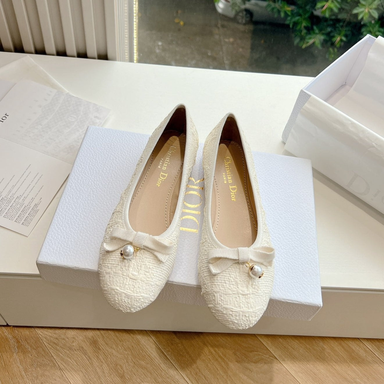 cd ballet flat white sedge mop front