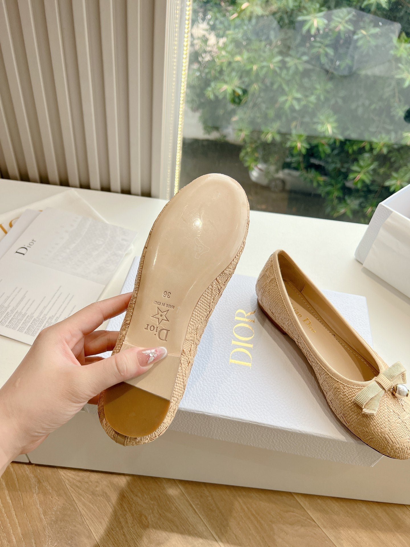 cd ballet flat beige sedge mop front