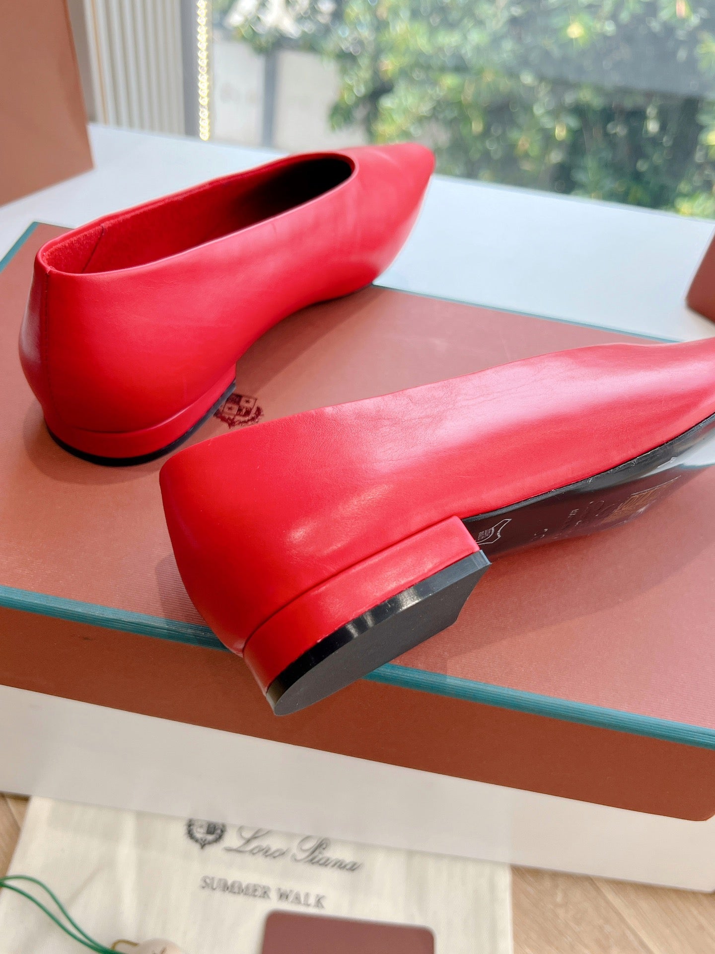 rebecca ballerina flat red calfskin