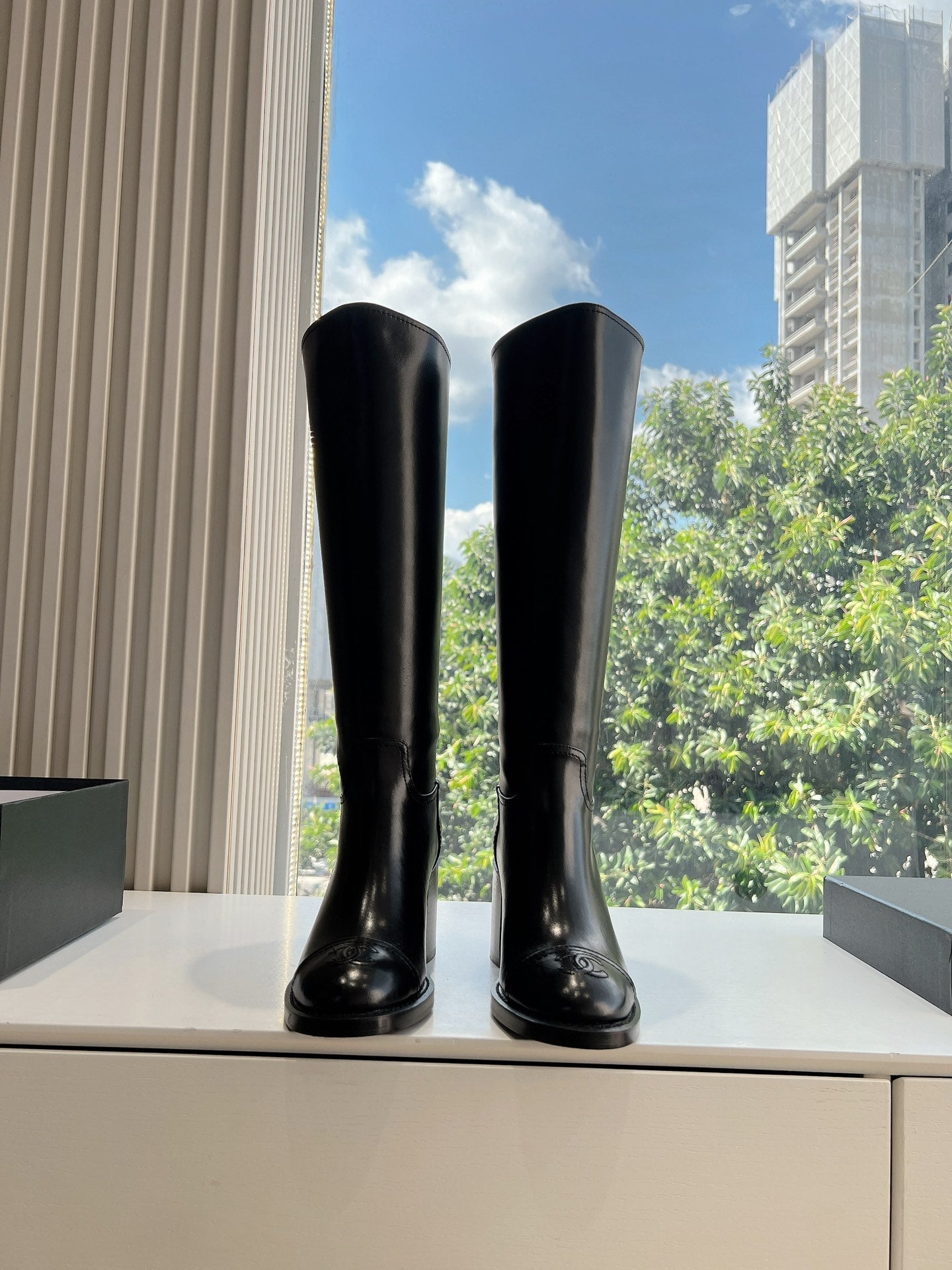 CC High Boots Black Calfskin