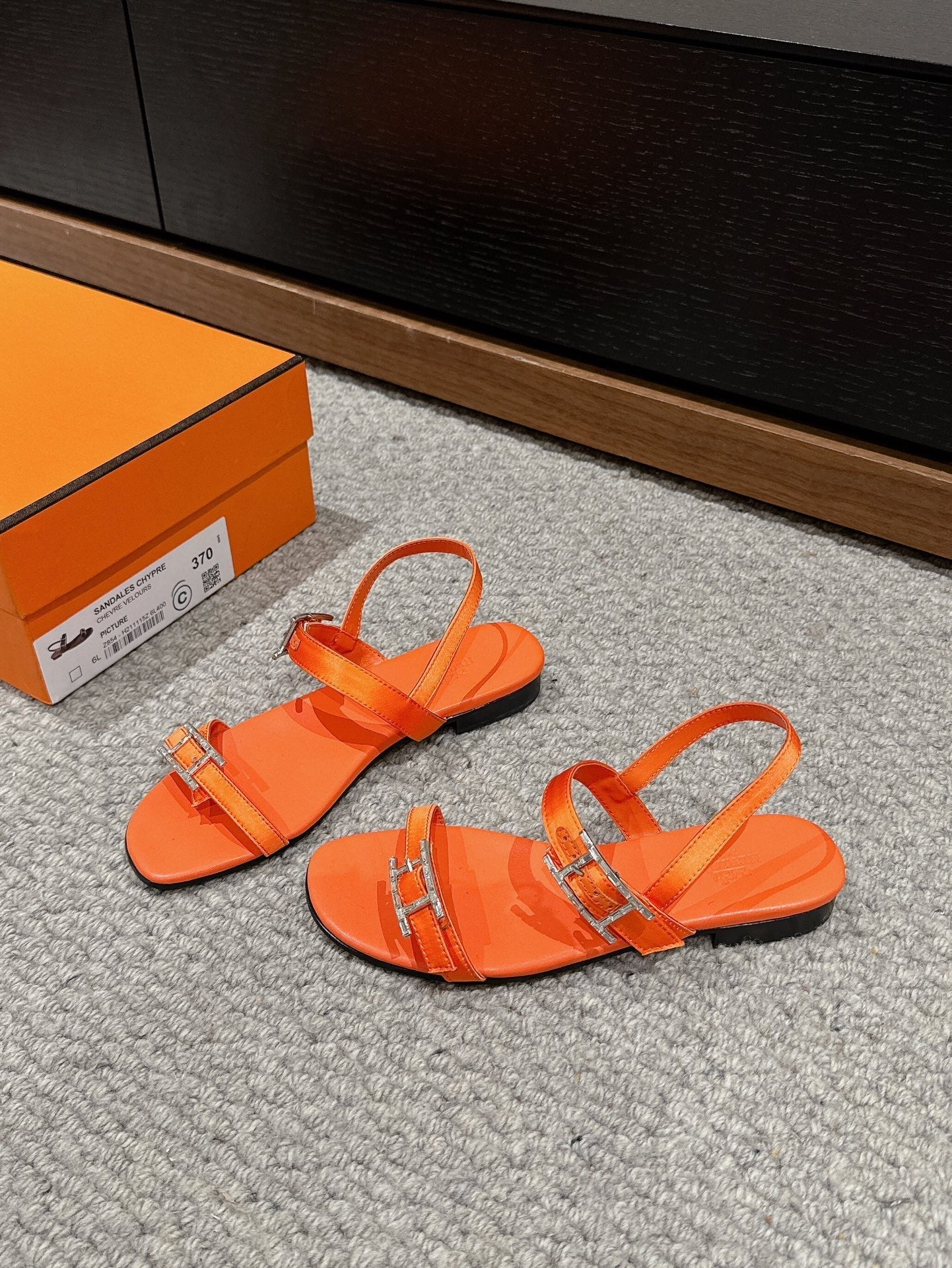 Women Roman Sandal Orange Calfskin