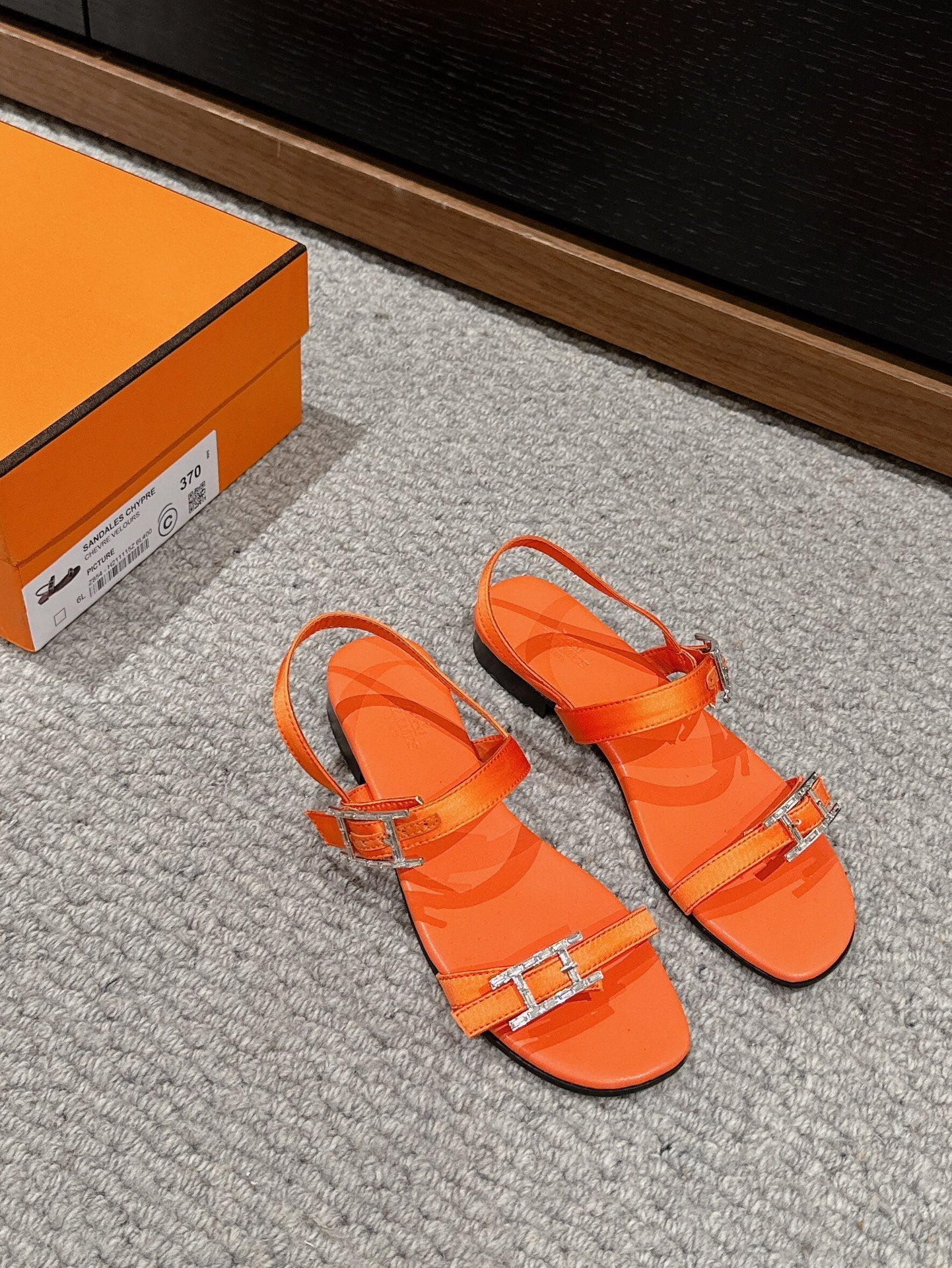 Women Roman Sandal Orange Calfskin