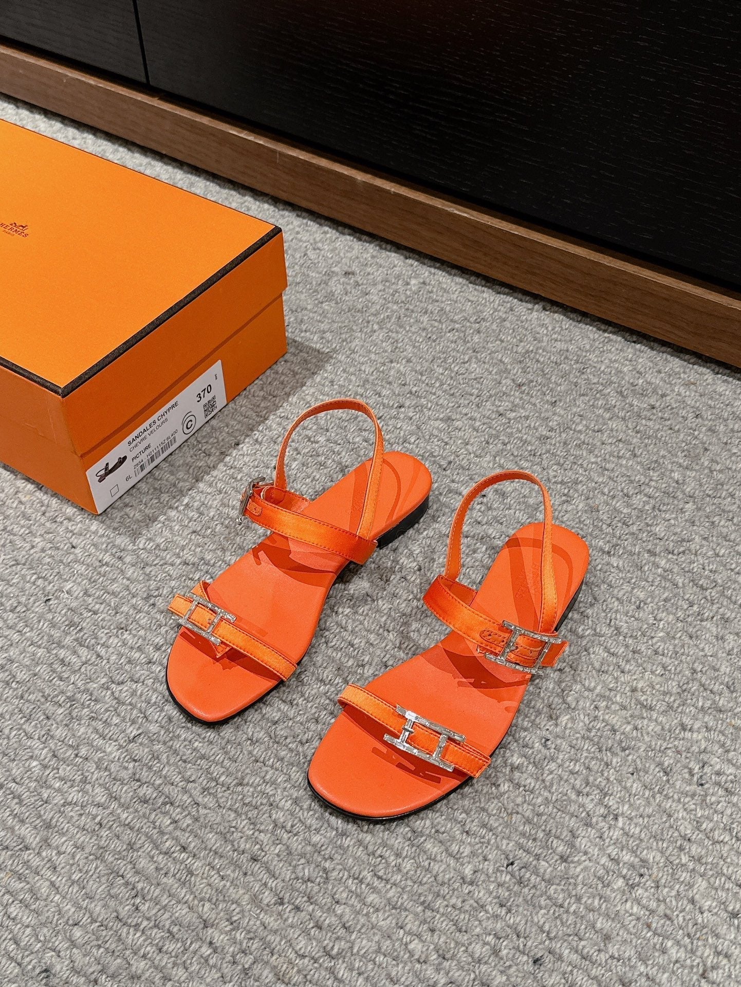 Women Roman Sandal Orange Calfskin