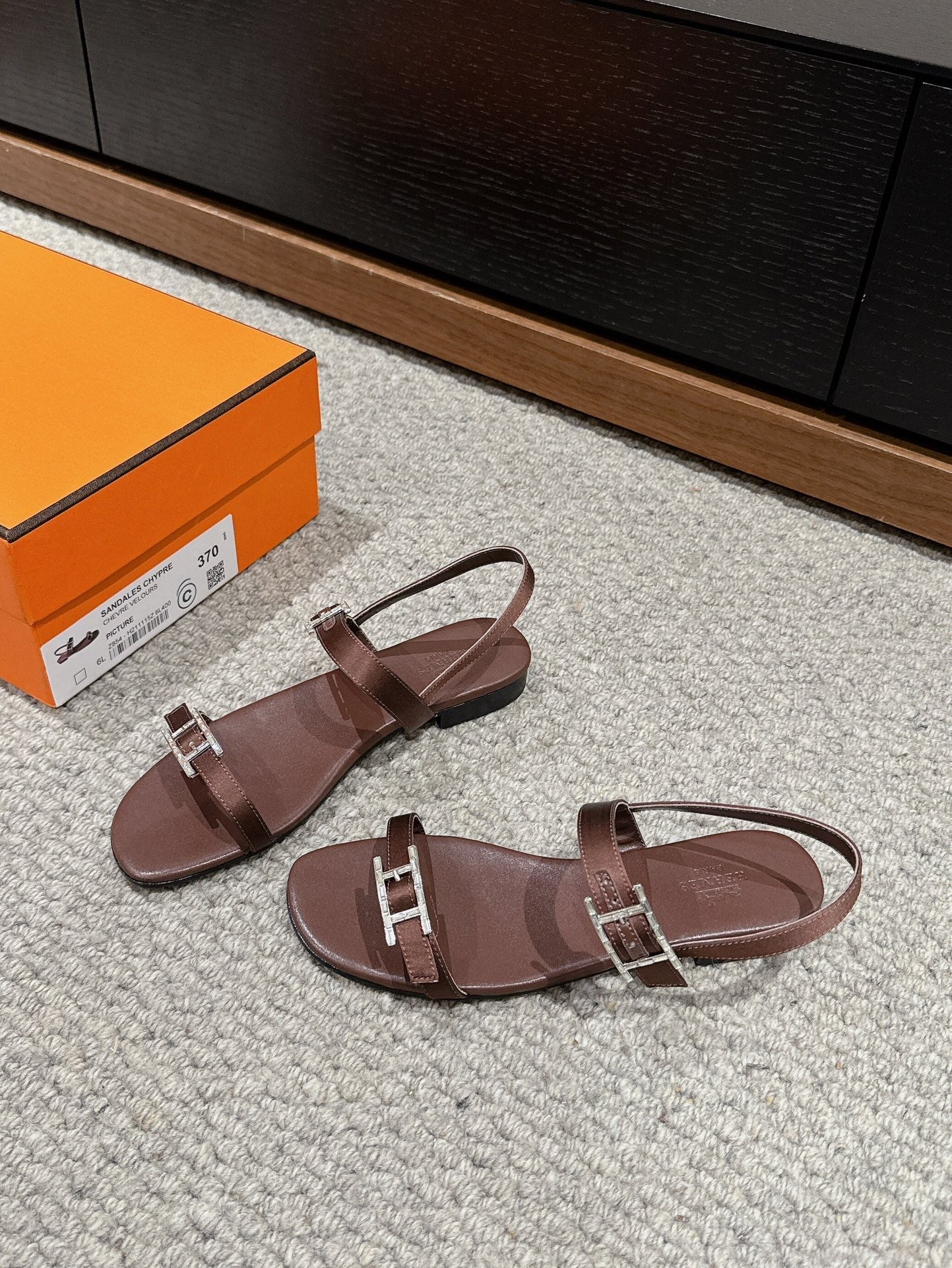 Women Roman Sandal Brown Calfskin