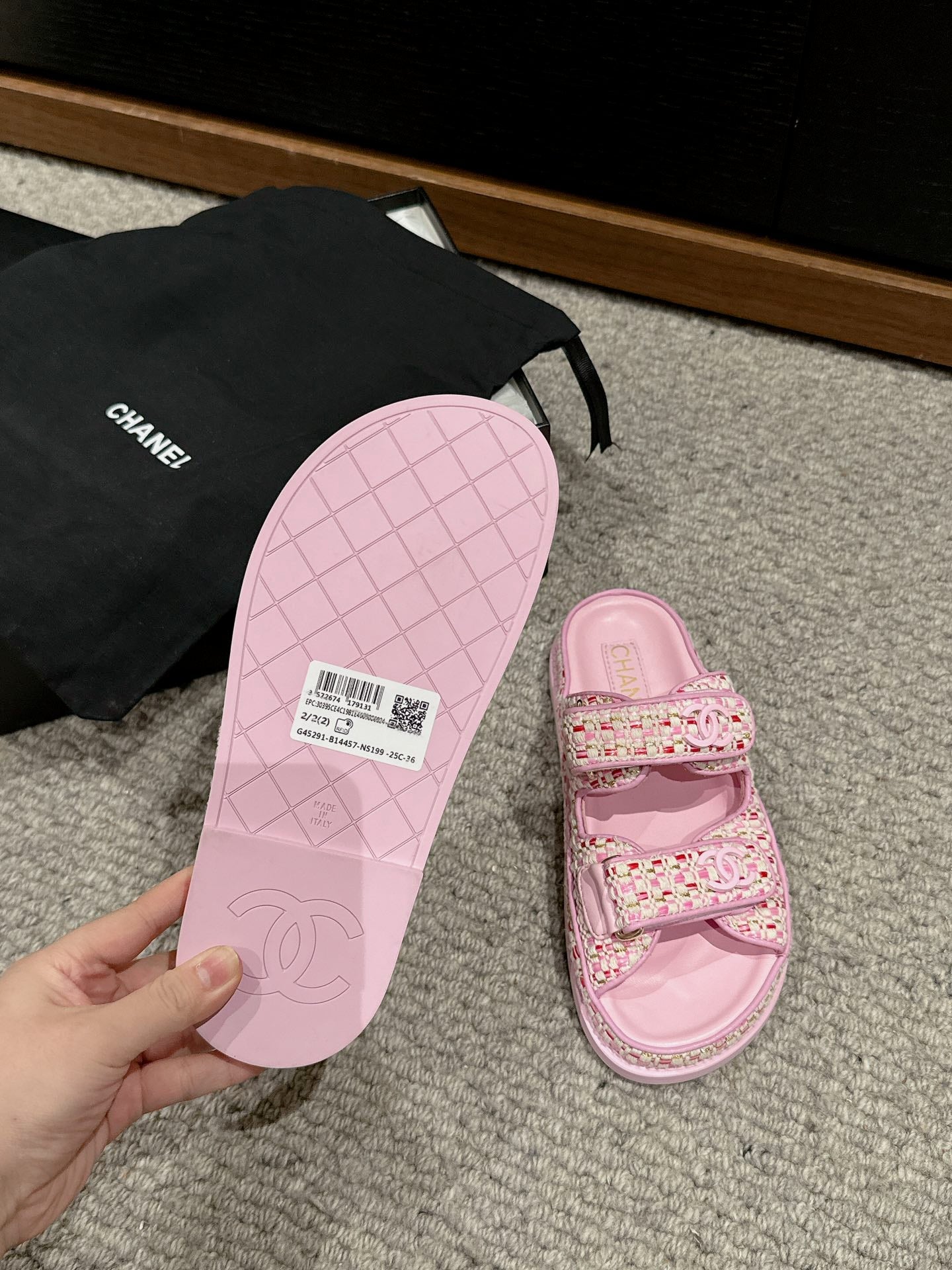 cc dad sandals mule pink raffia canvas