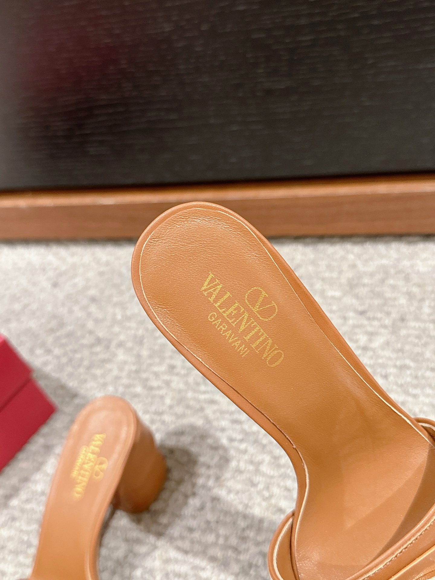 VLOGO SIGNATURE SLIDE SANDAL 60MM IN BRONZE BROWN CALFSKIN