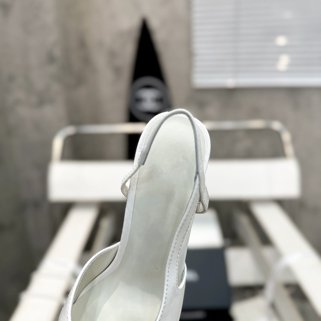 slingback 90 white calfskin black grosgrain